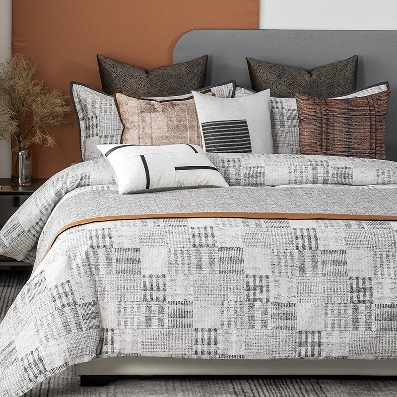 Jacquard Comforter Set Modern Geometric Design All Season Down Alternative Cozy Bedding with Matching Shams Decorative Pillow