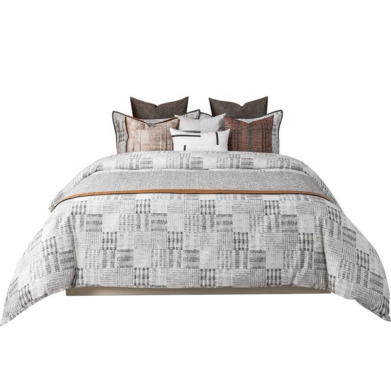 Jacquard Comforter Set Modern Geometric Design All Season Down Alternative Cozy Bedding with Matching Shams Decorative Pillow