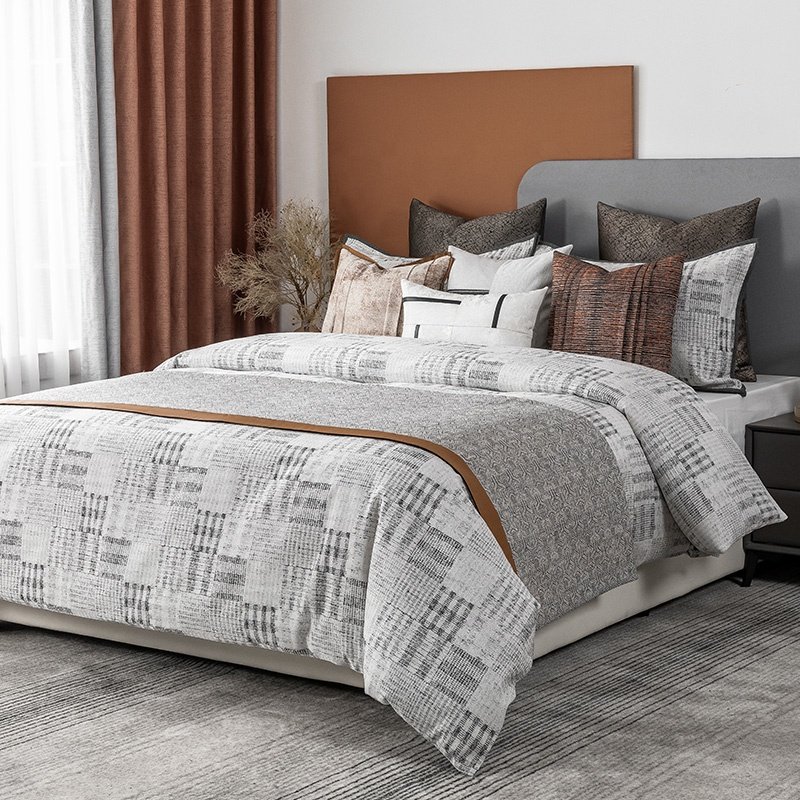 Jacquard Comforter Set Modern Geometric Design All Season Down Alternative Cozy Bedding with Matching Shams Decorative Pillow
