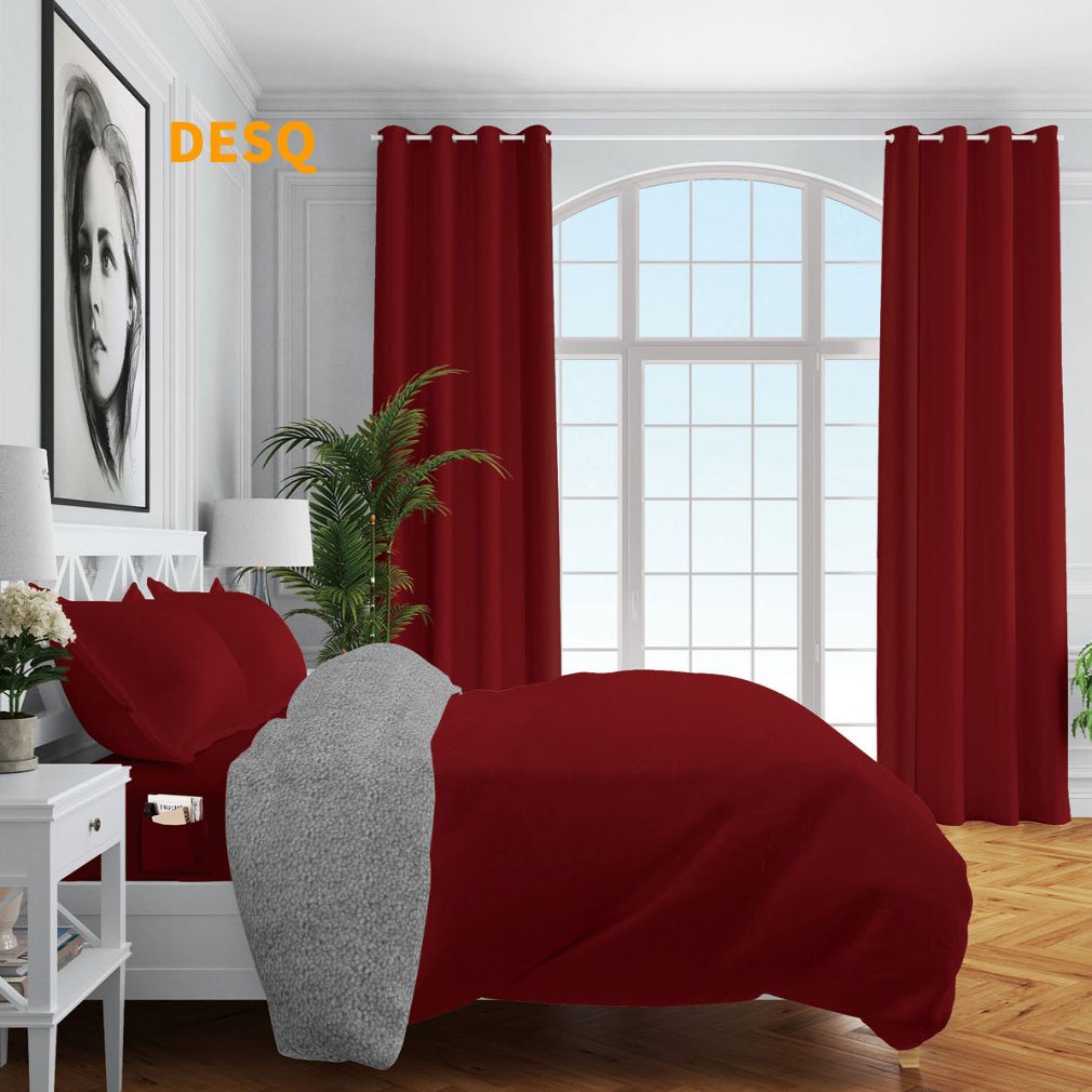 Winter Queen Size Solid Colors Bed Quilt Sets 7 pcs Bedding Sets with Matching Curtains