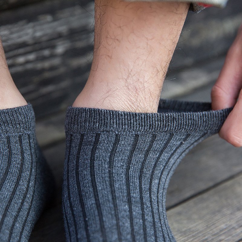 Men's socks spring and summer new solid color draw strip versatile match breathable cotton socks
