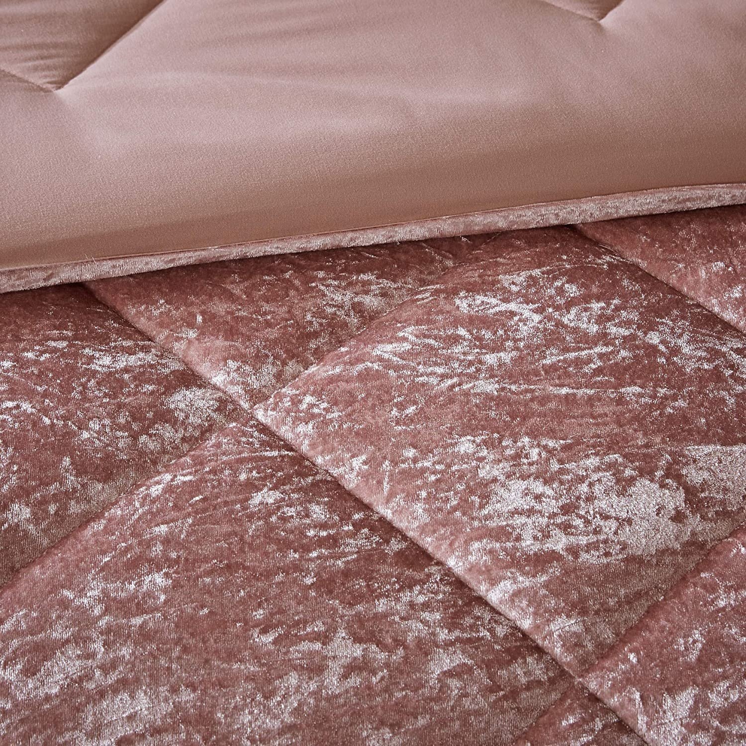 MnTYaE Comforter Velvet Lush Double Sided Diamond Quilting Modern All Season Bedding Set with Matching Sham 4pcs Sets