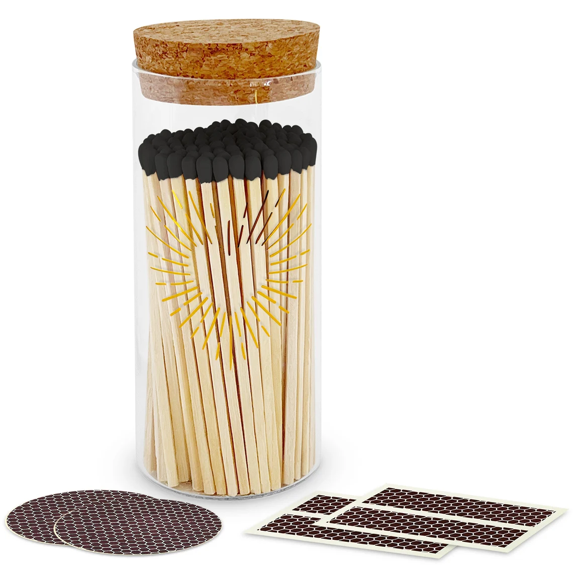 New Custom Color Match Sticks In Glass Jar Bottle Matches wooden safety matchsticks in bottle