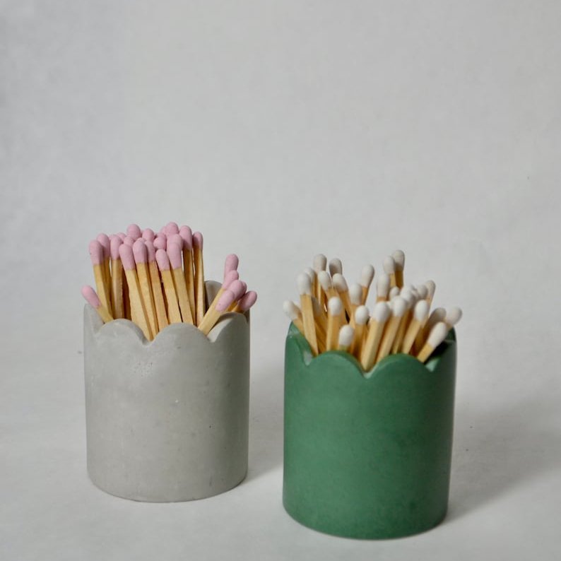Scallop Match holder pot Concrete pot cement match holder for home decor