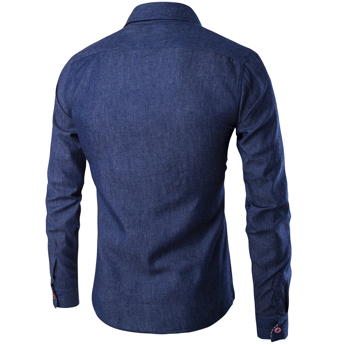 2021 New Fashion Men Gentleman Long Sleeve Lapel Button Down Pocket Matching PU Leather Spring Autumn Cowboy Tops Casual Shirt