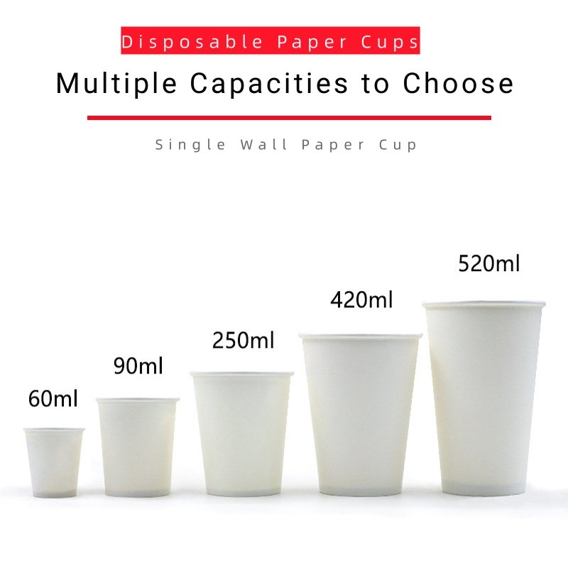 Custom logo disposable 8oz 12oz 16oz 22oz single wall paper coffee cups with lid