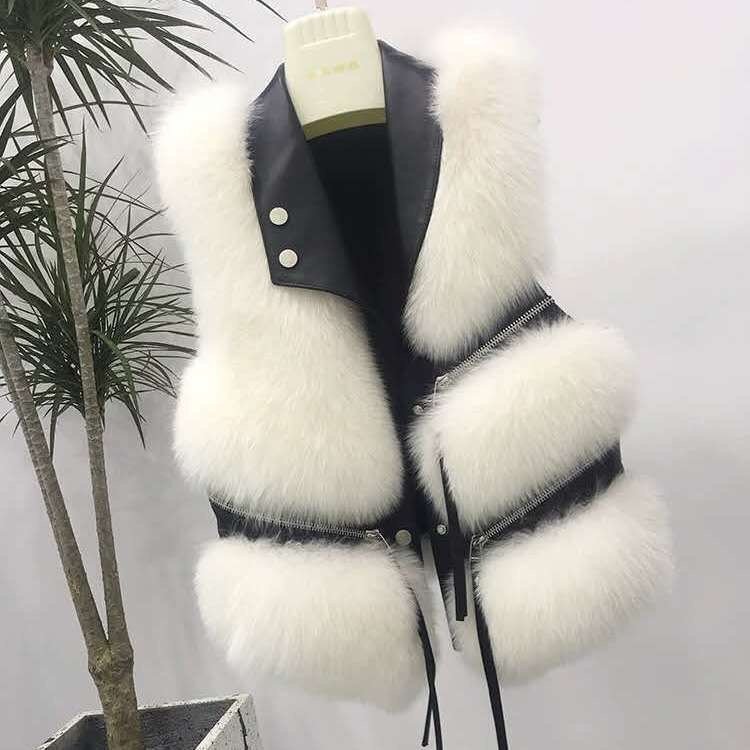 Fur Vest Women's short coat slim fit fashion Young Winter All-match 2023 stitching imitation fox fur winter