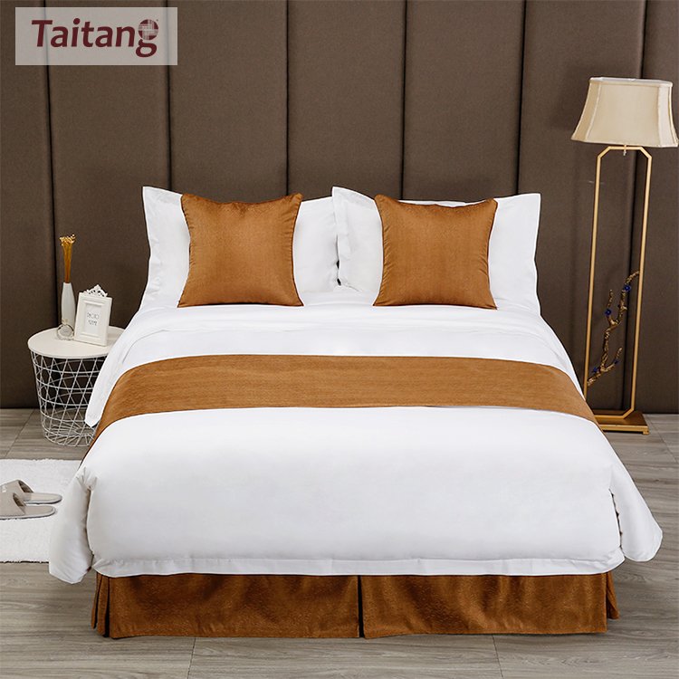 One Stop Hotel Supplies Manufacturer Bed Scarves Bed Runners Matching Pillows Colorful Hotel Bed Sheet Set