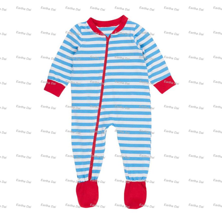 Valentine's Day Pink Striped cotton knit matching family pajamas sets custom boys sleepwear kids pjs set
