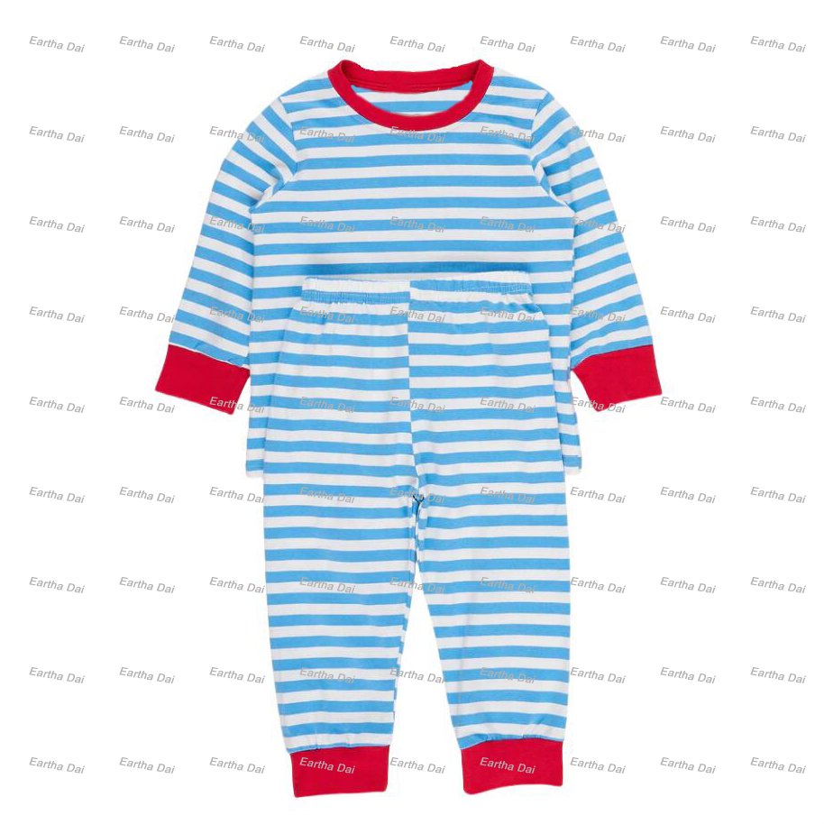 Valentine's Day Pink Striped cotton knit matching family pajamas sets custom boys sleepwear kids pjs set