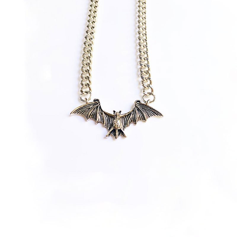 2021 Cool Gothic Choker Bat Wing Necklace Charm Matching Demon Gothic Bat Pendant Necklace