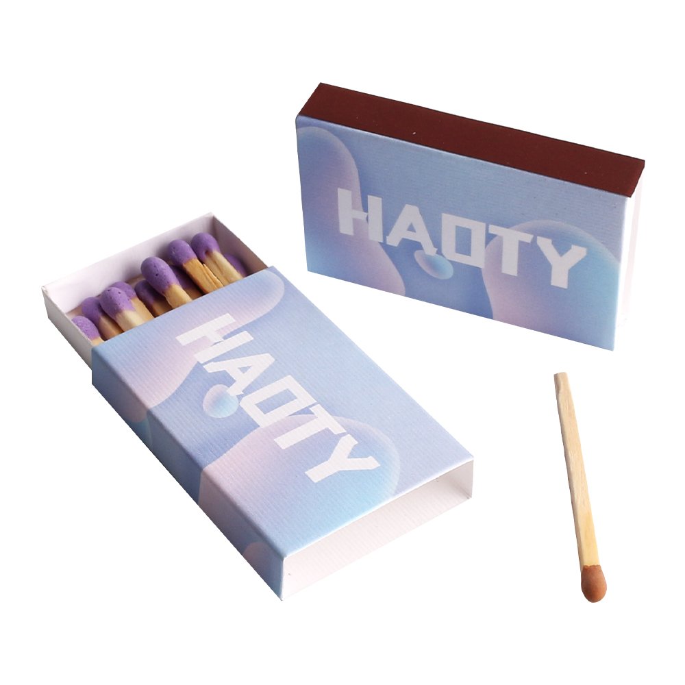 Wholesale Purple Cyan Brown Matchheads Safe Custom Candles Matchsticks and Matchboxes for Cigarettes Cigar