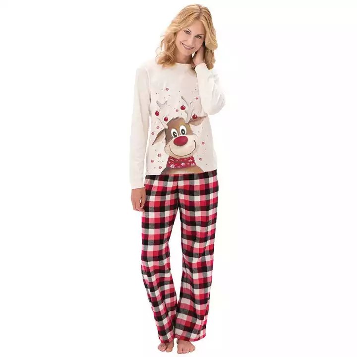 2024 Custom Print Sublimation Xmas Winter Warm Soft Pants Pyjamas Blank Cotton Pajamas Set Matching Christmas Pajamas for Family