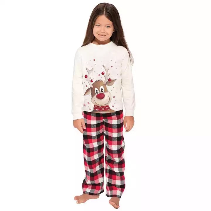 2024 Custom Print Sublimation Xmas Winter Warm Soft Pants Pyjamas Blank Cotton Pajamas Set Matching Christmas Pajamas for Family