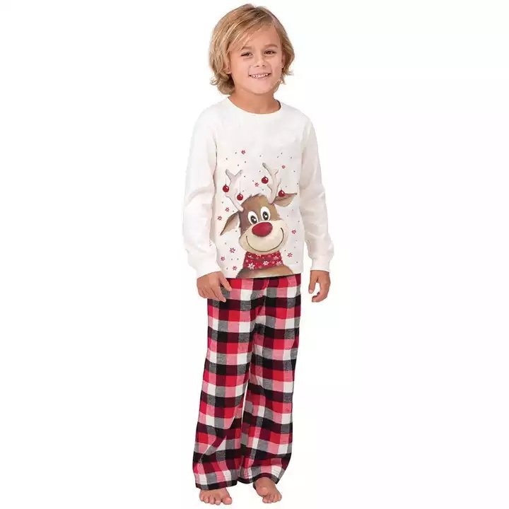 2024 Custom Print Sublimation Xmas Winter Warm Soft Pants Pyjamas Blank Cotton Pajamas Set Matching Christmas Pajamas for Family