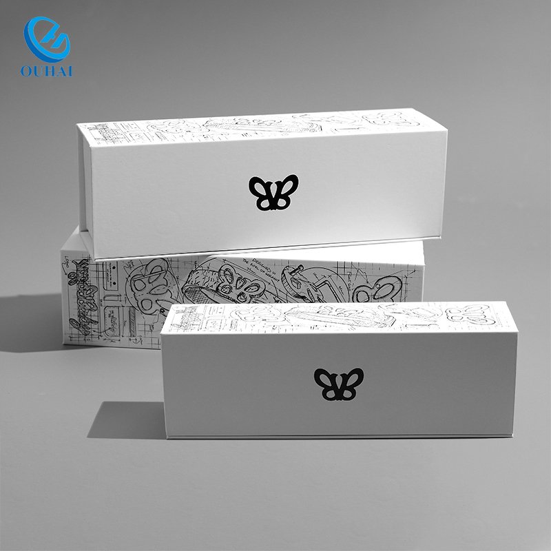 Custom Set of Mailer Shipping Box Add Rectangle Book Shape White Folding Magnetic Gift Box with Insert