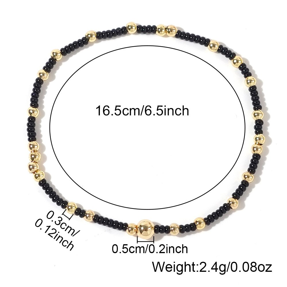 Multi-color rice beads gold beads mixed match series elastic rope fashion jewelry bracelet
