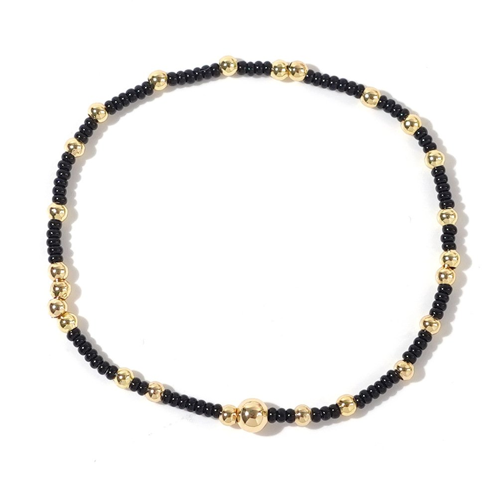 Multi-color rice beads gold beads mixed match series elastic rope fashion jewelry bracelet