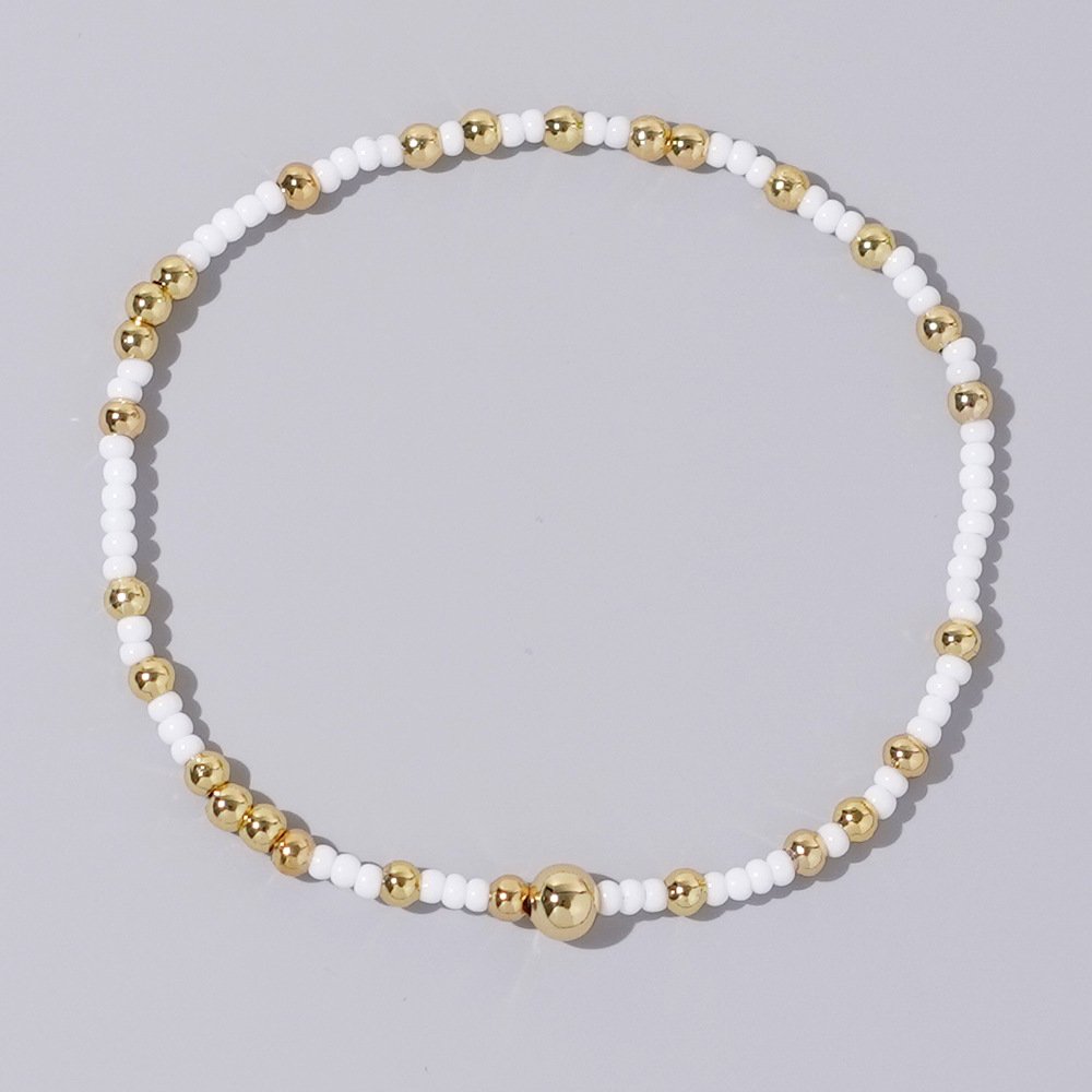 Multi-color rice beads gold beads mixed match series elastic rope fashion jewelry bracelet
