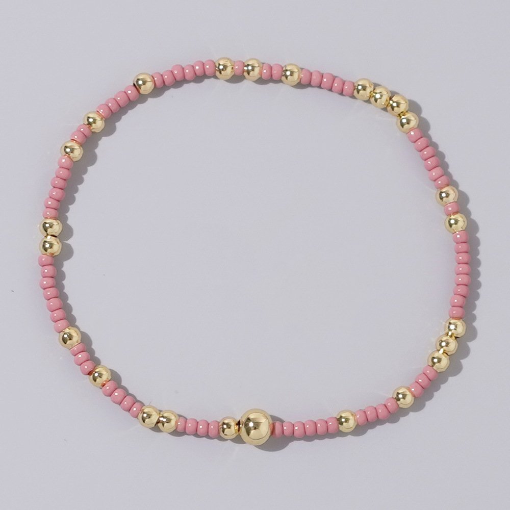 Multi-color rice beads gold beads mixed match series elastic rope fashion jewelry bracelet