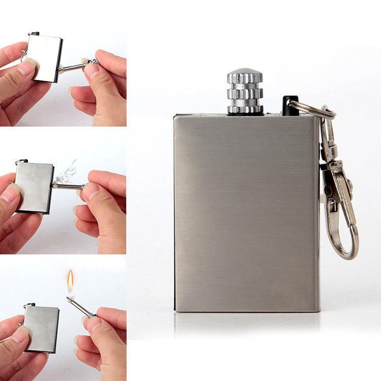 Portable Survival Tool Lighter Kit Stainless Steel Flint Fire Matches Lighter for Outdoor Hiking Camping