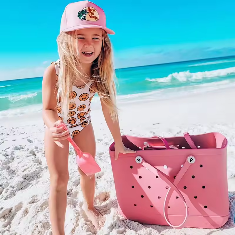 All-Match Large Summer Travel Bag for Women XL Logo Style Hand Eva Foam Tote Open Closure Rubber Beach Bags Waterproof bogg Bag