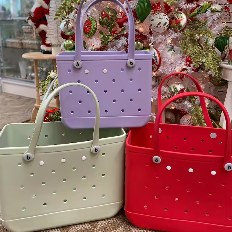 All-Match Large Summer Travel Bag for Women XL Logo Style Hand Eva Foam Tote Open Closure Rubber Beach Bags Waterproof bogg Bag