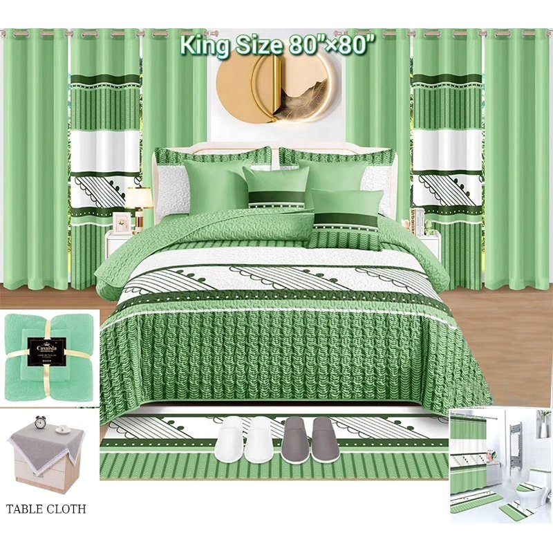 King size 26 pcs bedding set skin-friendly bedroom curtains and sheet set matching bedspread set 26pcs bed sheet with curtains