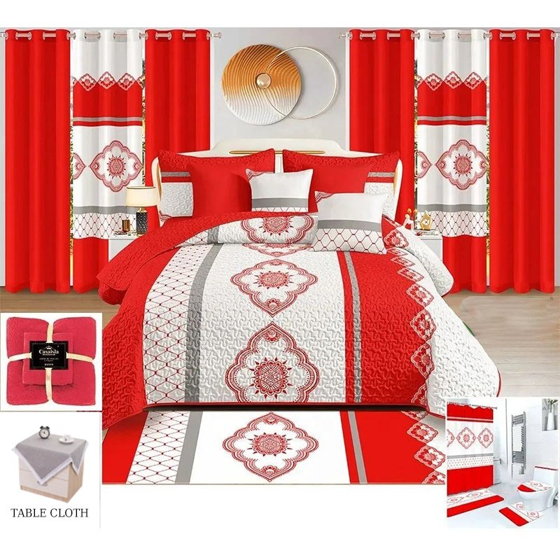 King size 26 pcs bedding set skin-friendly bedroom curtains and sheet set matching bedspread set 26pcs bed sheet with curtains