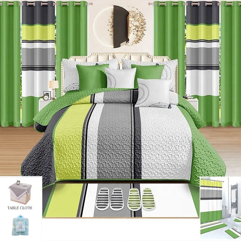 King size 26 pcs bedding set skin-friendly bedroom curtains and sheet set matching bedspread set 26pcs bed sheet with curtains