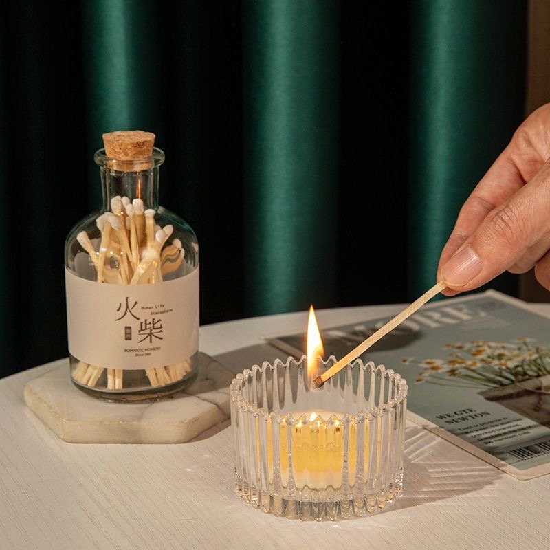 High Quality In Apothecary Glass Customized Matches With Colorful Match in Jar Head Various Colors With Logo For Candle Matches