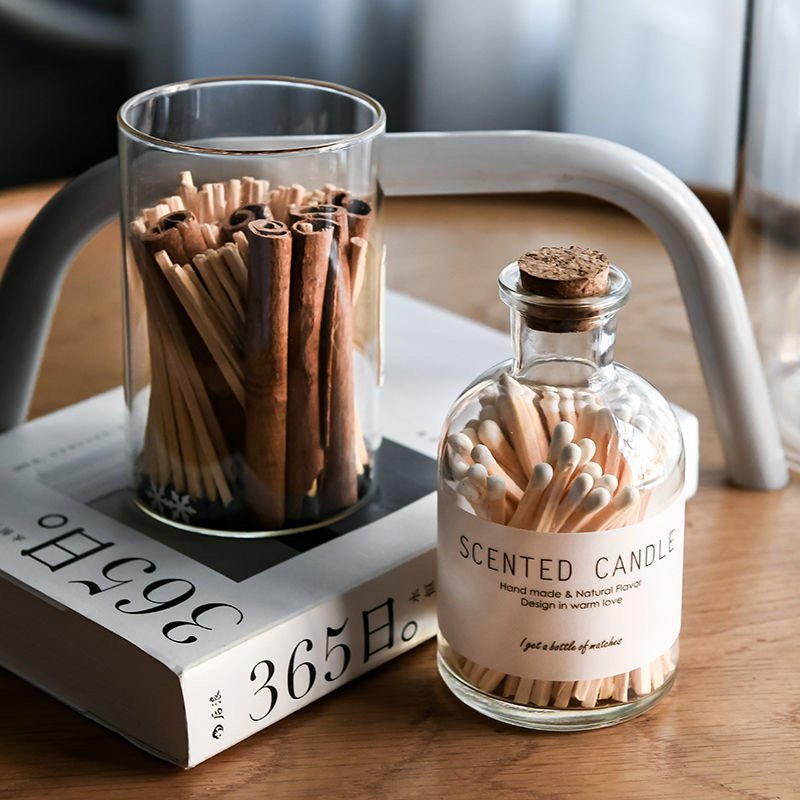 High Quality In Apothecary Glass Customized Matches With Colorful Match in Jar Head Various Colors With Logo For Candle Matches
