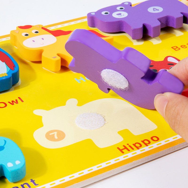 YUCI Montessori Animal Cognition Toy Educational Children magic Matching Board 3D Wooden Puzzles Toys for Kids Boys Girls
