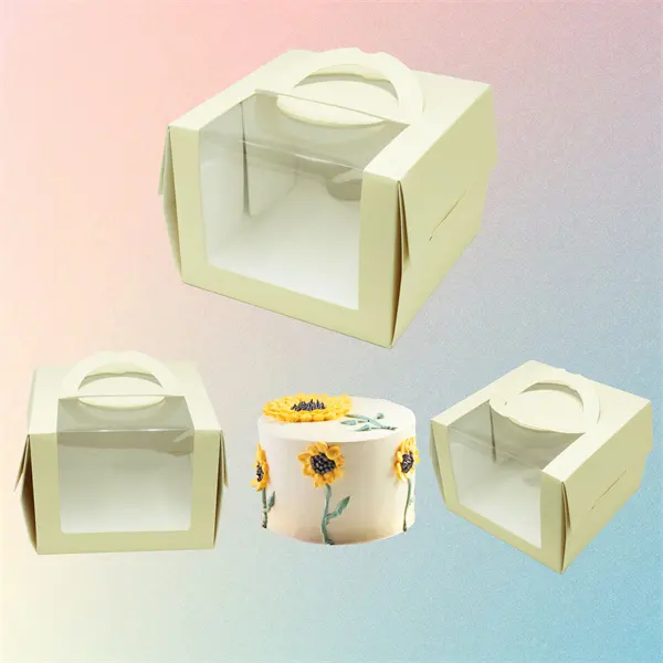 Eco-friendly Recyclable Free Sample Huaisheng Packaging Boxes Bulk Custom Transparent Black Cake Box With Logo