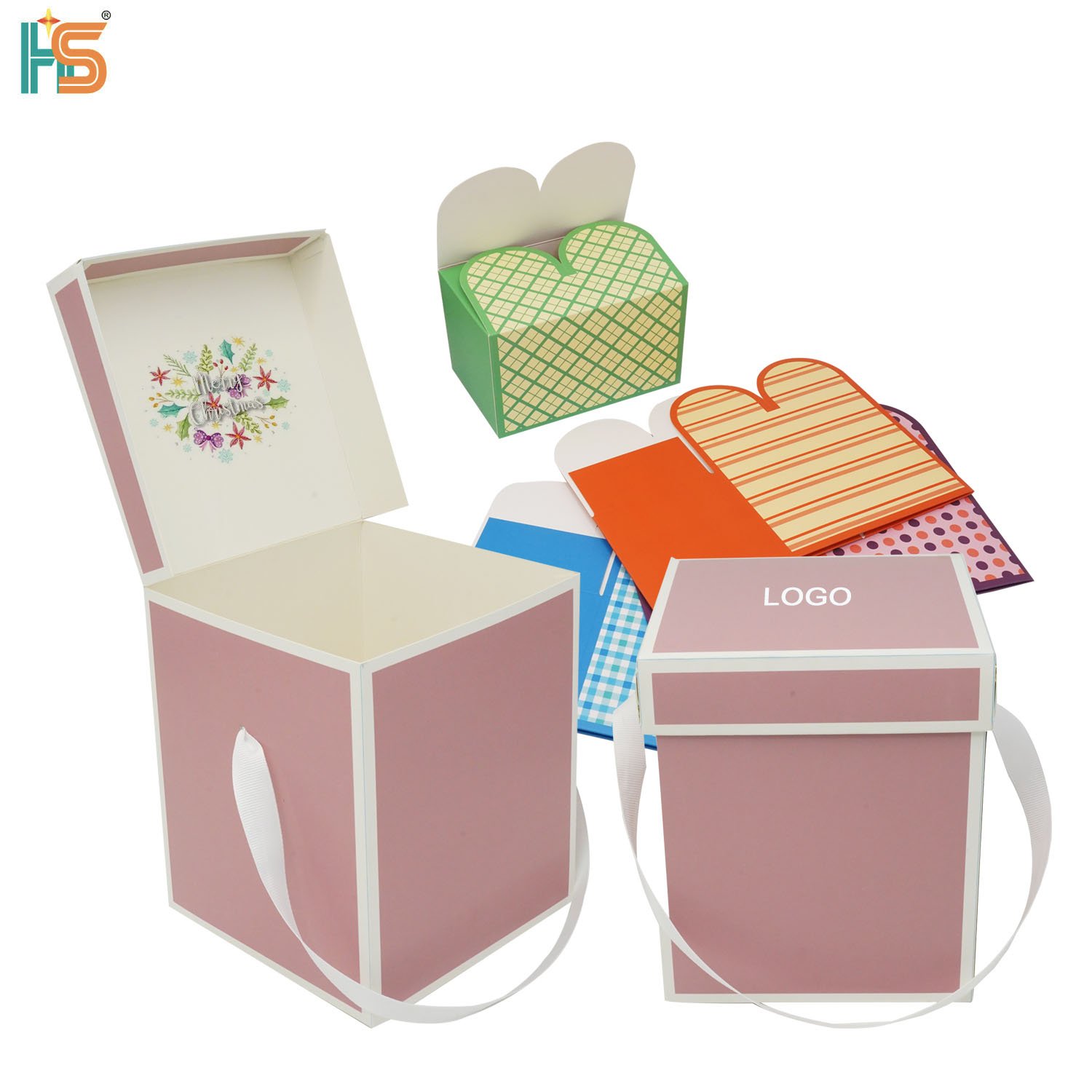 Eco-friendly Recyclable Free Sample Huaisheng Packaging Boxes Bulk Custom Transparent Black Cake Box With Logo