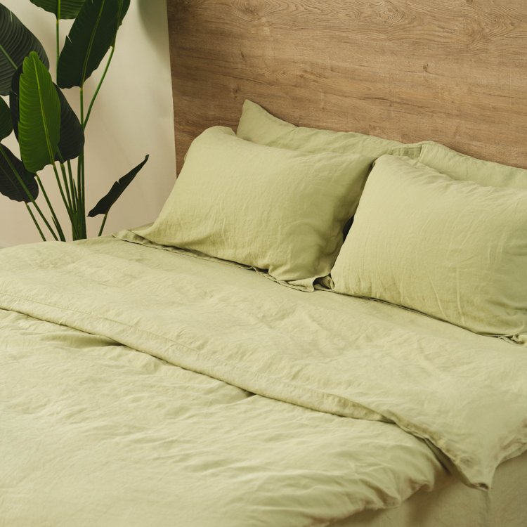 GOTS European 100% linen Preshrunk organic pure Linen bed sheet 180gsm flax linen quilt cover set stone washed bedding