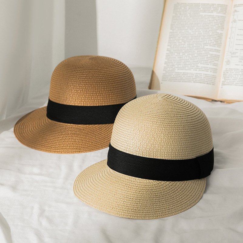 2022 Straw Equestrian Hat Women Summer Outdoor Travel Beach Leisure All-match Sun Sunshade British Top Woven Beach Hat