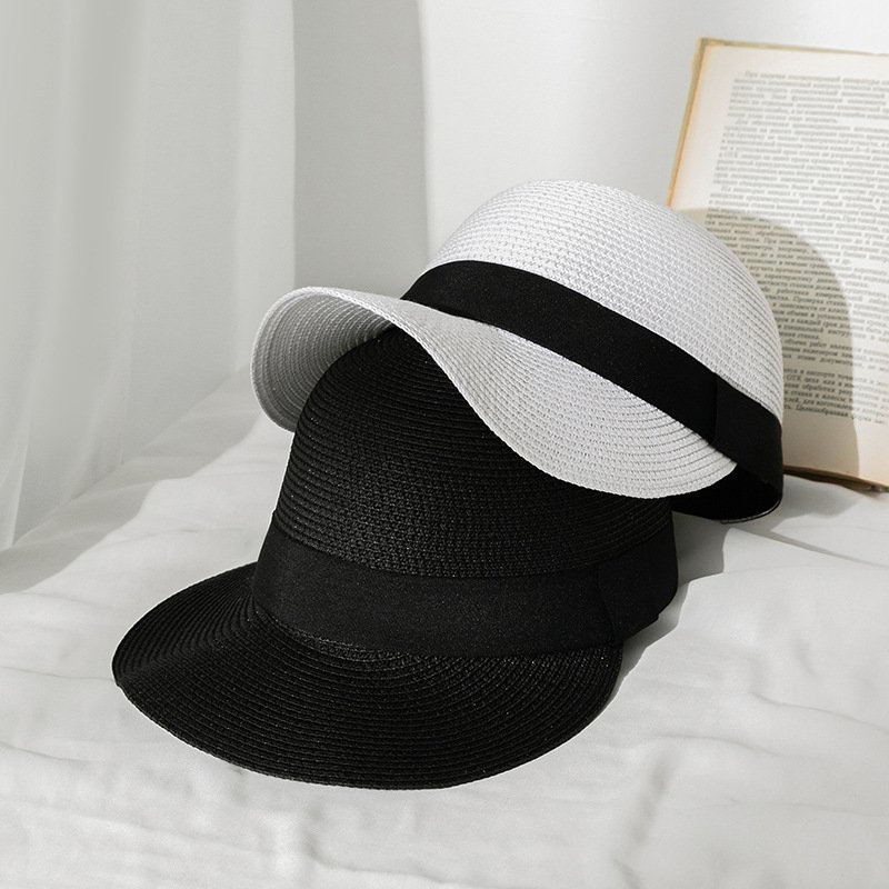 2022 Straw Equestrian Hat Women Summer Outdoor Travel Beach Leisure All-match Sun Sunshade British Top Woven Beach Hat