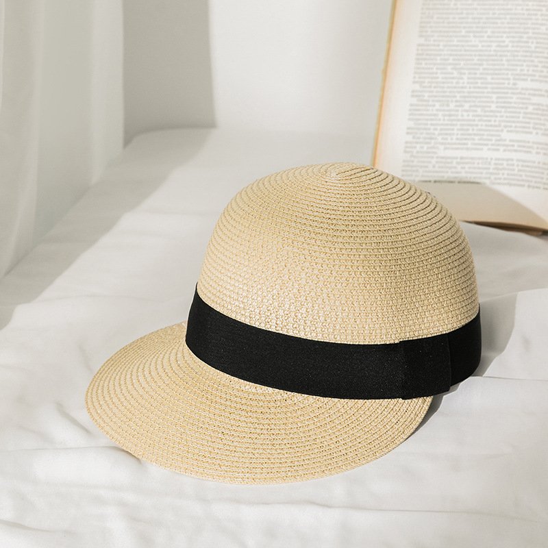 2022 Straw Equestrian Hat Women Summer Outdoor Travel Beach Leisure All-match Sun Sunshade British Top Woven Beach Hat
