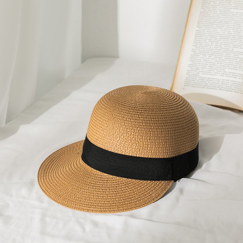 2022 Straw Equestrian Hat Women Summer Outdoor Travel Beach Leisure All-match Sun Sunshade British Top Woven Beach Hat
