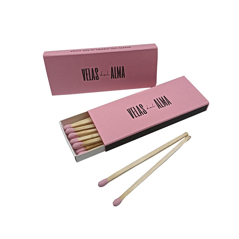 Customizable Stick Pink Match Boxes, Custom Safety Match Gold Logo and Match Color