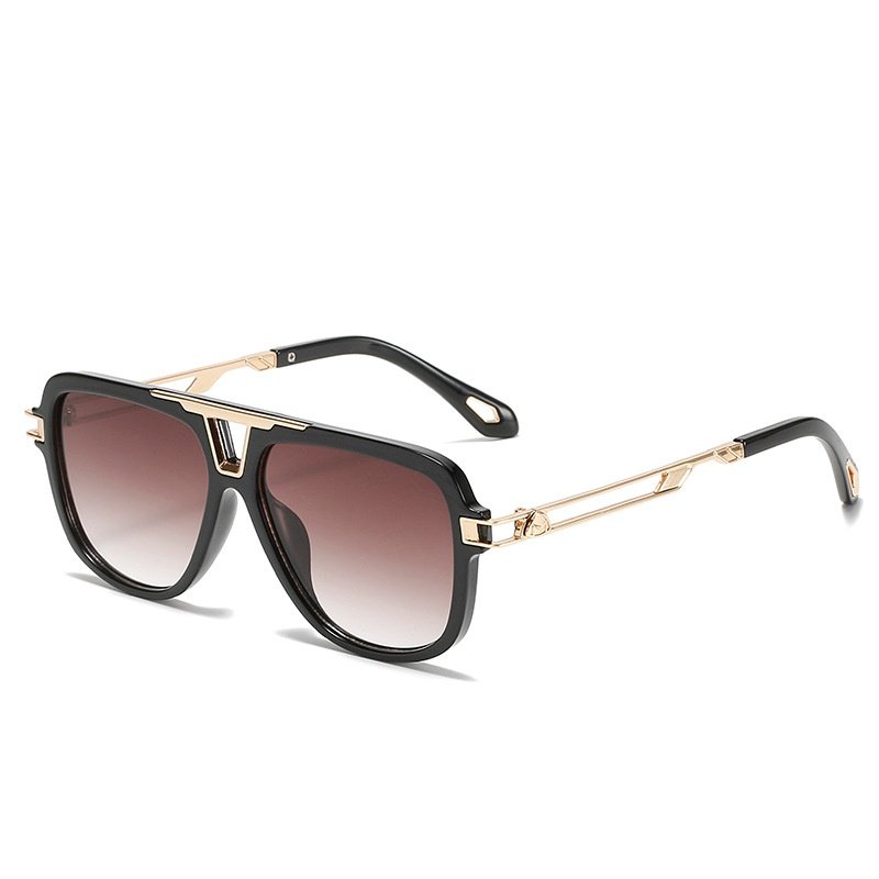 Wholesale cheap custom logo driving color-matching eyeglasses uv400 men double bridge metal frame square polarized sunglasses