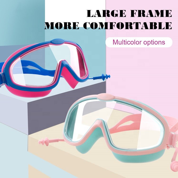 New Arrival Color Matching Child Swim Goggle Fashion Big Frame Kids Silicon Swimming Goggles No Leaking Anti Fog