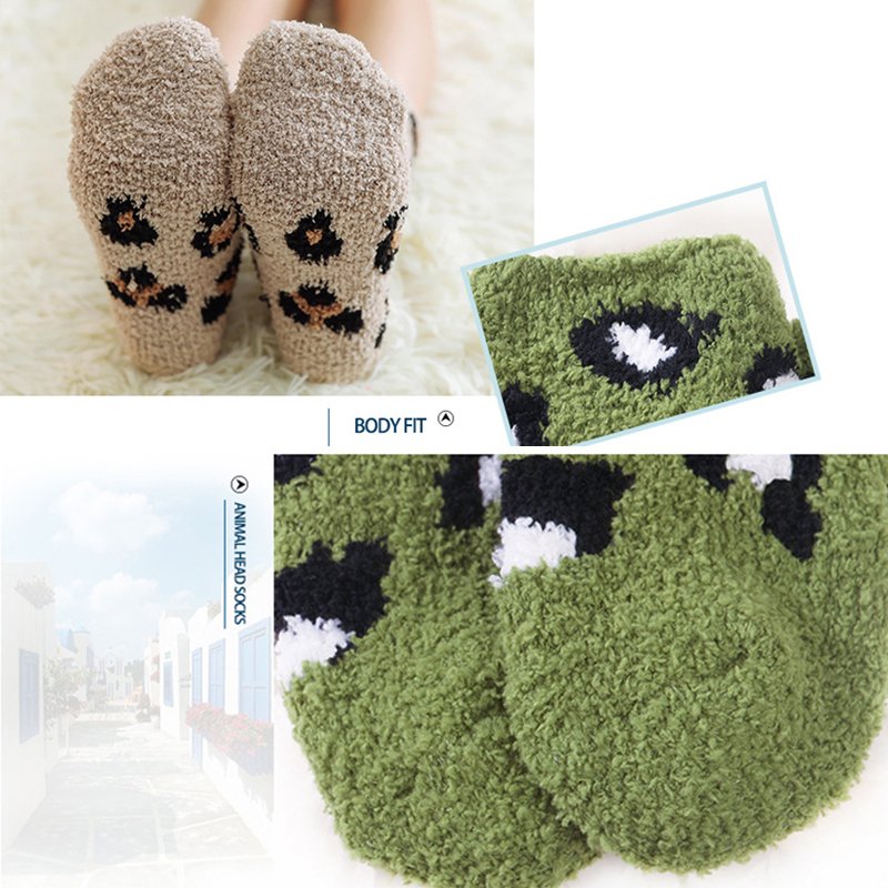 New Winter Leopard Print Women's Coral Fleece Thickened Warm Children's Wool Winter Socks