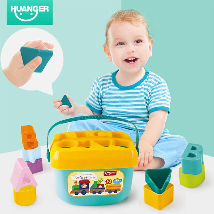 Huanger Brinquedo Hot Sales Educational Plastic Kids Geometric Shape Matching Blocks Baby Activity Cube Baby Toy