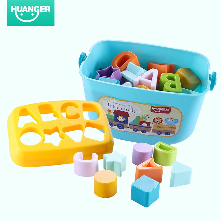 Huanger Brinquedo Hot Sales Educational Plastic Kids Geometric Shape Matching Blocks Baby Activity Cube Baby Toy
