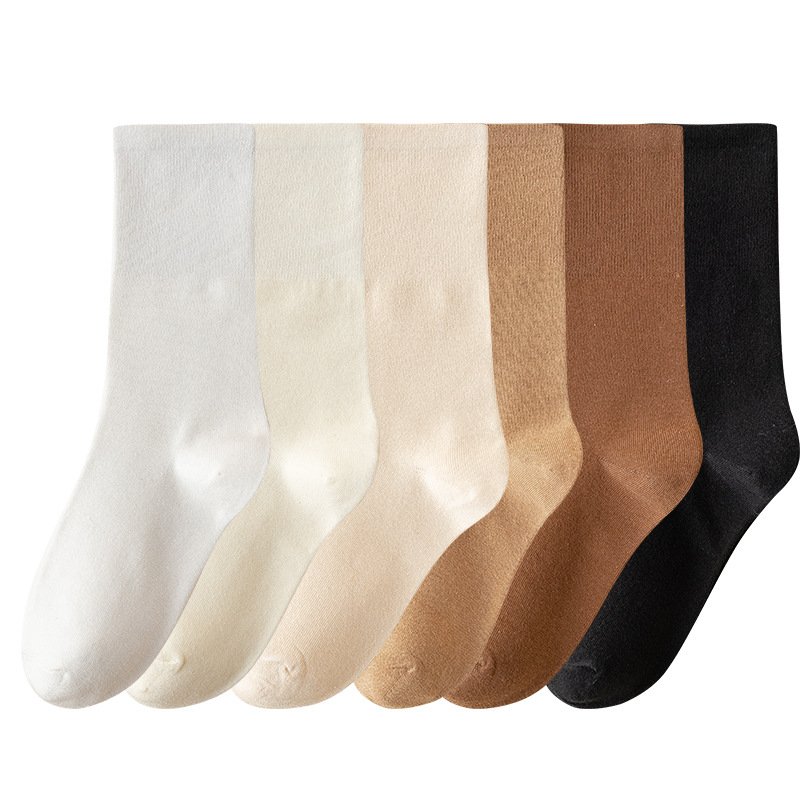 Unisex pure color socks coffee fashion color easy-matching spring summer Pile up socks for woman man