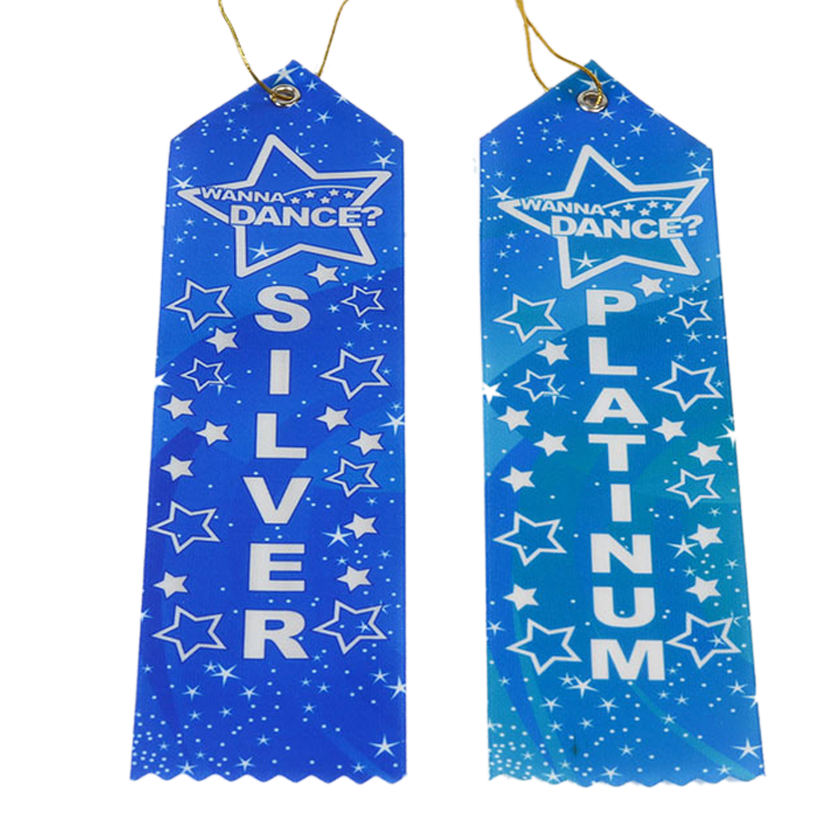 Custom Various Star Pattern Award Ribbon with Printed Logo for Sports Match