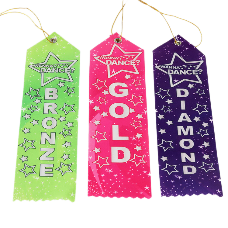 Custom Various Star Pattern Award Ribbon with Printed Logo for Sports Match