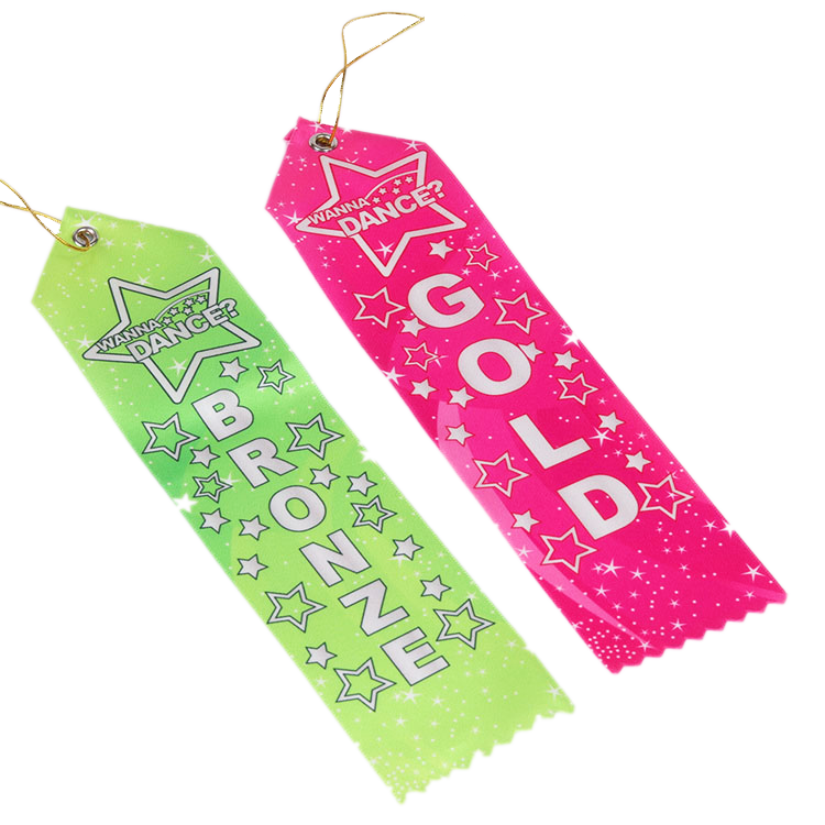 Custom Various Star Pattern Award Ribbon with Printed Logo for Sports Match